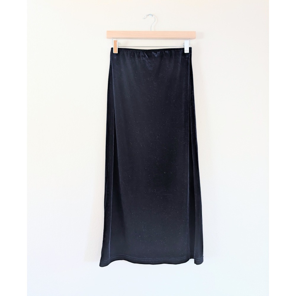 Velvet Maxi Skirt‎ Navy Blue Stretch Y2K Grunge Minimalist Gap Women's M Column